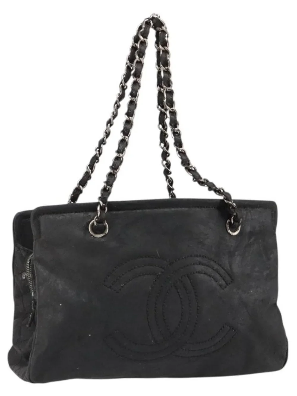 CHANEL COCO Mark Chain Shoulder Bag Patent leather Black Gold CC Auth hk3337